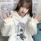 Anime Hoodies Japanese Oversized Loose Harajuku Sweatshirts Thick Fleece Fall Winter Pullovers Top Clothes Black Plus Size Fashion Streetwear Coat