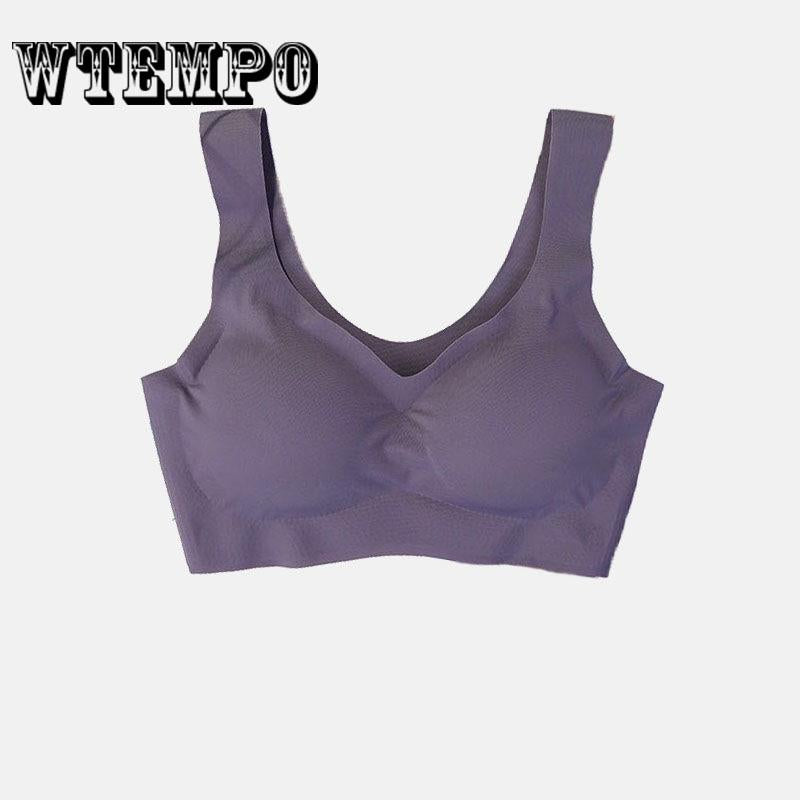 Ladies Underwear Seamless Vest Sports No Steel Ring Bra Fixed Shoulder Straps Without