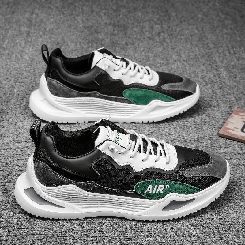 Men Dad Sneakers Platform Leather Mesh Sports Sneakers Lace Up Thick Bottom Trainers Shoes Boys Casual Sneakers Men