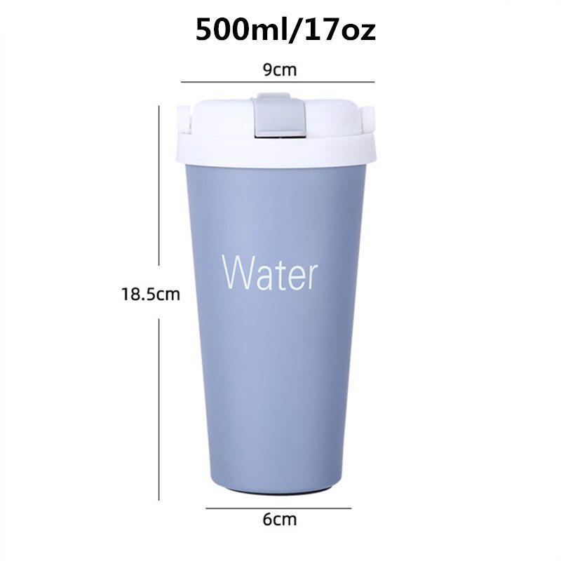 500ml Insulated Coffee&Tea Mug Portable Vacuum Cup 18/8 Stainless Steel Thermos Straw Water Bottle