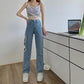Love Heart Hole Stitching Jeans Loose Wide Leg Pants High Waist Korean Version of Straight Light Pants