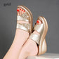 Bling Slipper Woman Shoes Ladies PU Leather Wedges Flat Shoes Female Casual Slingbacks Sandals Comfortable Platform