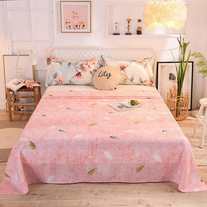 Four Seasons Universal Bedding Three-piece Set One-piece Sheet Two Pillowcase Cotton Sheet Sweat-absorbent, Breathable and Washable
