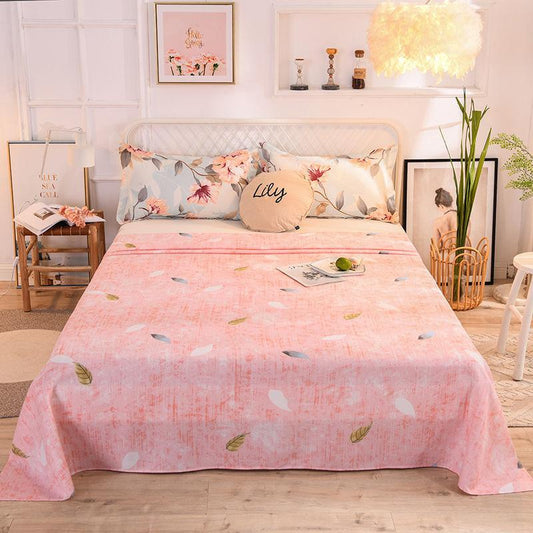 Four Seasons Universal Bedding Three-piece Set One-piece Sheet Two Pillowcase Cotton Sheet Sweat-absorbent, Breathable and Washable
