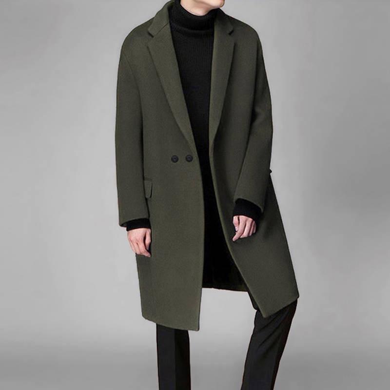 Winter Wool Jacket Men's Cashmere Coat Casual Loose Woolen Coat Men's Long Cotton Collar Trench Coat