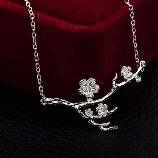 Fashion Ethnic Style Necklace Plum Blossom Branch Necklace Clavicle Chain Flower Ornament