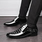 Men's Business Casual Lace-up Leather Shoes Korean Formal Dress Black Pointed Increase Wedding Shoes