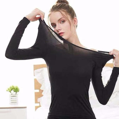 Women Long Sleeve Thermal Underwear Women Winter Tight Suit Sexy Pajamas Autumn Spring Windproof High Elasticity Slim Comfortable Breathable Versatile