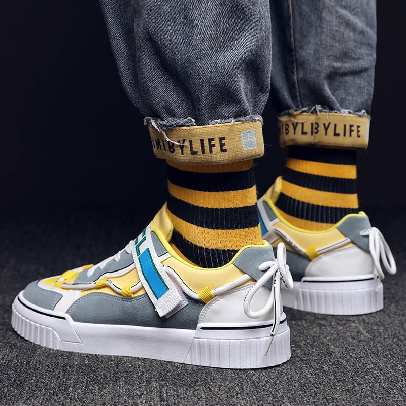Men's casual Fashion print sneakers color matching casual shoes for men Flat non-slip color sneakers