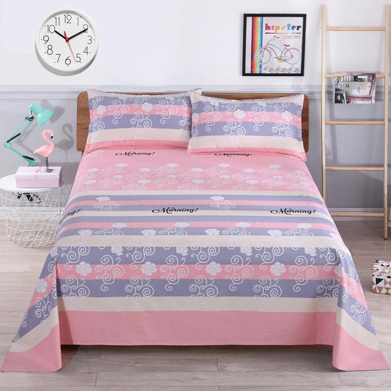 Pure Cotton Bedding Three-piece Set One-piece Bed Sheet and Two Pillowcases with Good Sweat Absorption and Breathability Size KING QUEEN TWIN