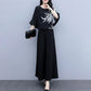 Women's Black Two-piece Wide-leg Trousers Printed Belly Slimming Shirt Casual Suit Women's Plus Size Temperament Casual Loose Suit