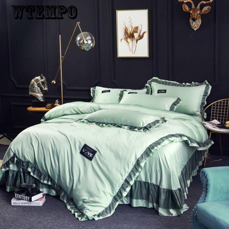 White Silver Coffee Jacquard Luxury Bedding Set Queen Size Bed  4pcs Cotton Silk Bedclothes