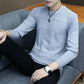 Round Neck Button Slim Sweater Fashion Solid Color Men's Thin Knit All-match Blouse Long Sleeve Coat