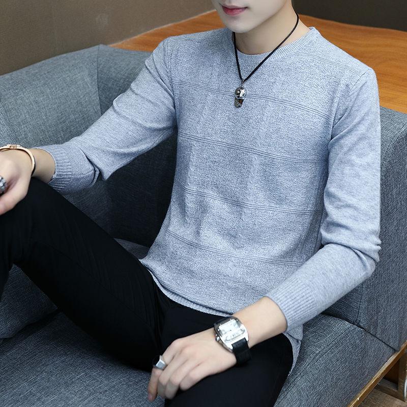 Round Neck Button Slim Sweater Fashion Solid Color Men's Thin Knit All-match Blouse Long Sleeve Coat