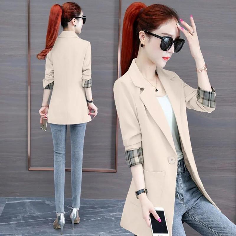 Women's Suit Jacket Spring and Autumn Single Buckle All-match Slim Slimming Jacket Suit Women's Casual Jacket Professional Wear