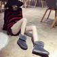 36-43 Women's Winter Furry Warm Plush Shoes Velvet Casual Cotton Boots Female Oversized Padded Snow Shoes