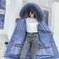 Winter Fashion Trend Real Fox Rex Rabbit Fur Liner Removable Mid-length Fur Coat Jacket