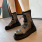 Women's Soft Leather Mesh Martin Boots Summer Sandals All-match Back Zipper Flat Ankle Boots