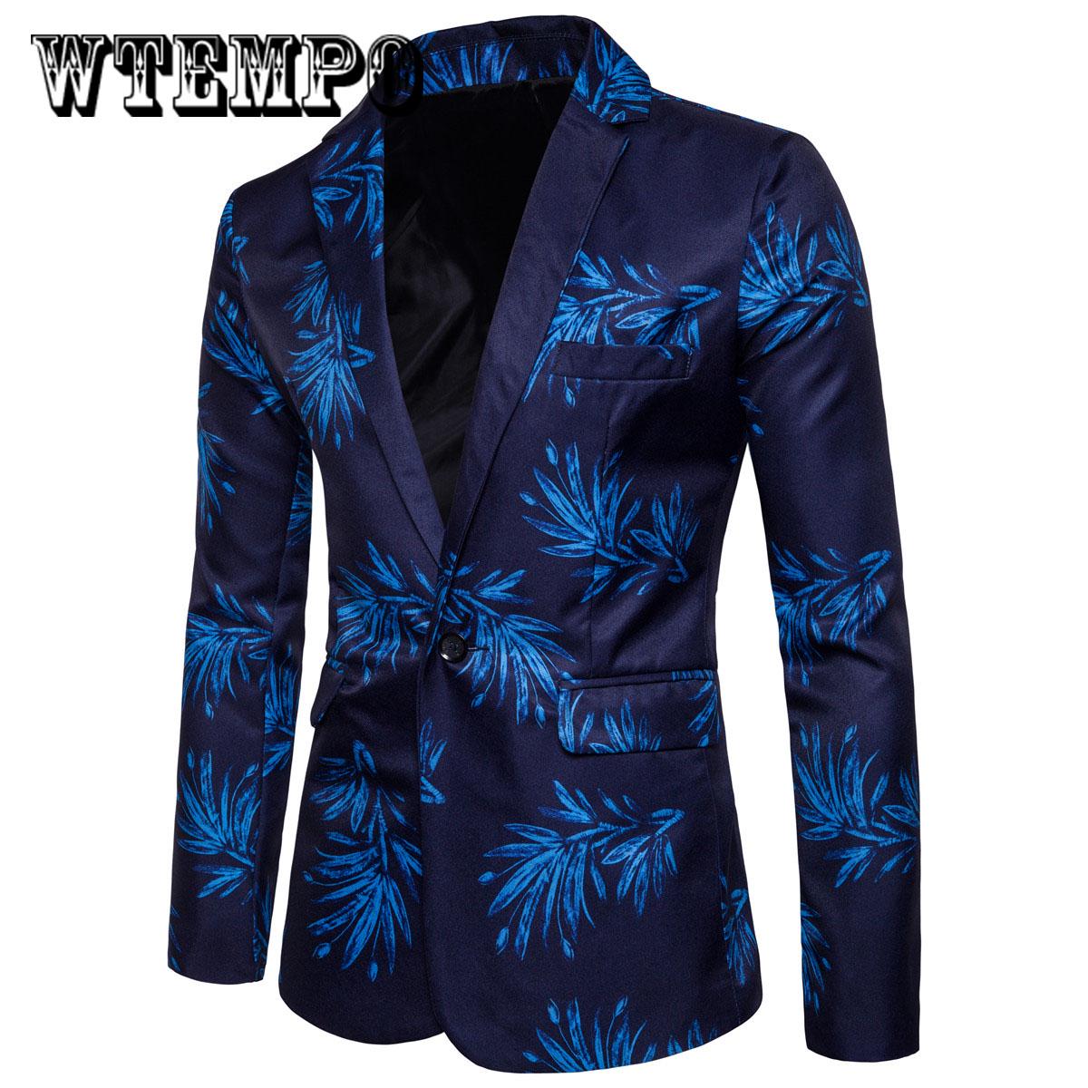 Mens Fashion Wedding party  Print Blazer Plus Size Casual Male Slim Fit Suit Jacket