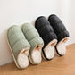 Cotton Slippers Women Thick Fleece Plus Size Couple Winter Shoes Black Plat Non Slip Men Slides