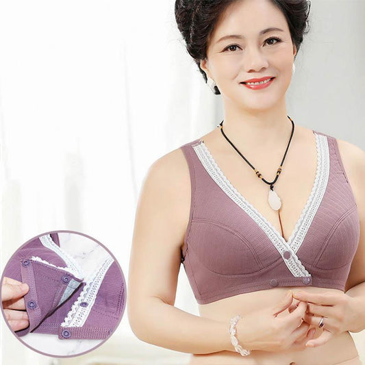 Front Button Bra No Steel Rings Medium Strength Support Top Vest Type Pure Cotton Breathable Sweat Absorption Large Size Sports Bra
