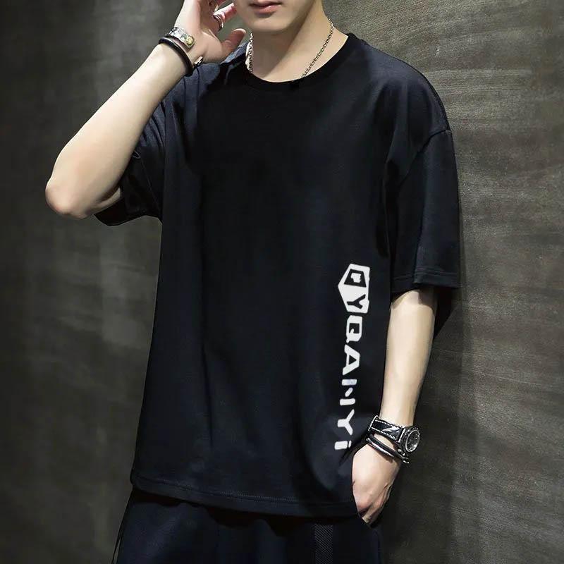Large Size Fat Short-sleeved T-shirt Men's Loose Half-sleeved Men's Five-point Sleeve Men's Casual All-match Top