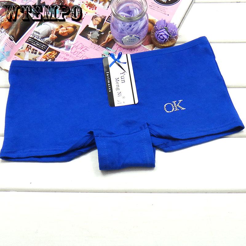 WTEMPO 6 Pieces/batch of Four-corner Ladies Underwear Sexy Cotton Boxer Briefs