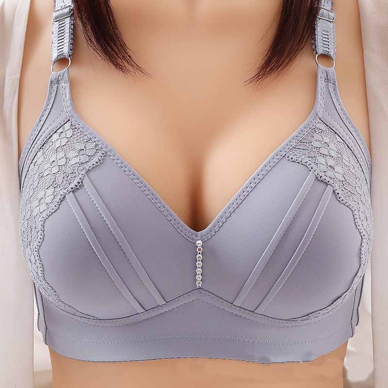 Thin Breathable Large Size Lace Edge Design No Steel Ring Sponge Cup Soft Skin-friendly Upper Support Side Gather Fashion Beauty Back Bra