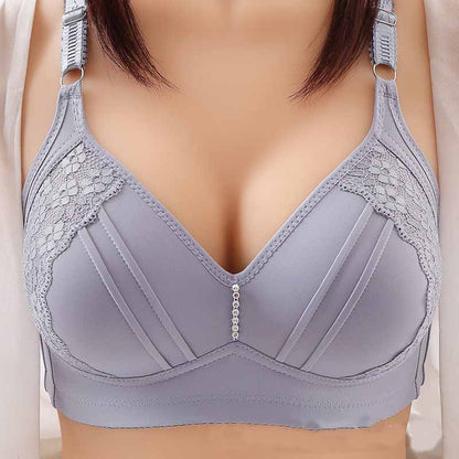 Thin Breathable Large Size Lace Edge Design No Steel Ring Sponge Cup Soft Skin-friendly Upper Support Side Gather Fashion Beauty Back Bra