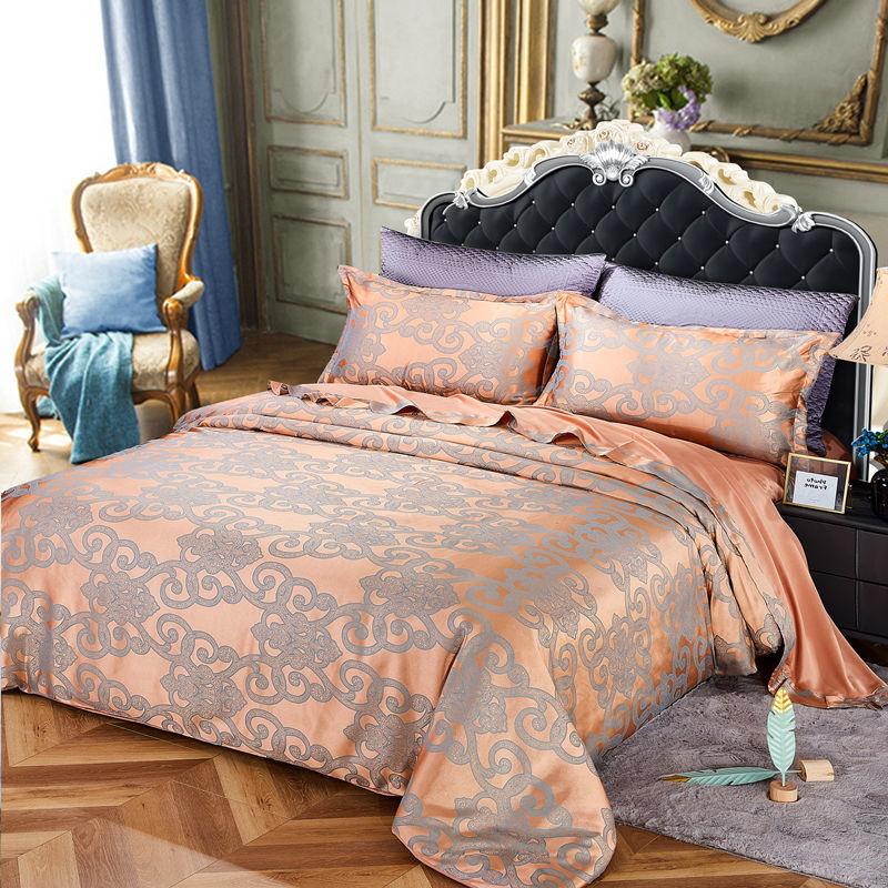 Bed Four-piece European Satin Jacquard Four-piece Set 1.5 Meters 1.8 Meters 2.0 M High Noble Temperament Double Bed Set