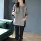 Women's Casual Hooded Sweater Stitched Pocket Hoodies Spring and Autumn Large Size Loose Elegant Top