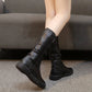 Women's PU Martin Boots Autumn Winter Flat Boots Plus Velvet Knight's Style Boots  Zipper Leather Shoes