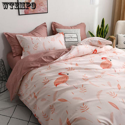 4 Pcs Bedding Set Lavender Printed Bed Sheet Bed Cover Home Textile Bedclothes