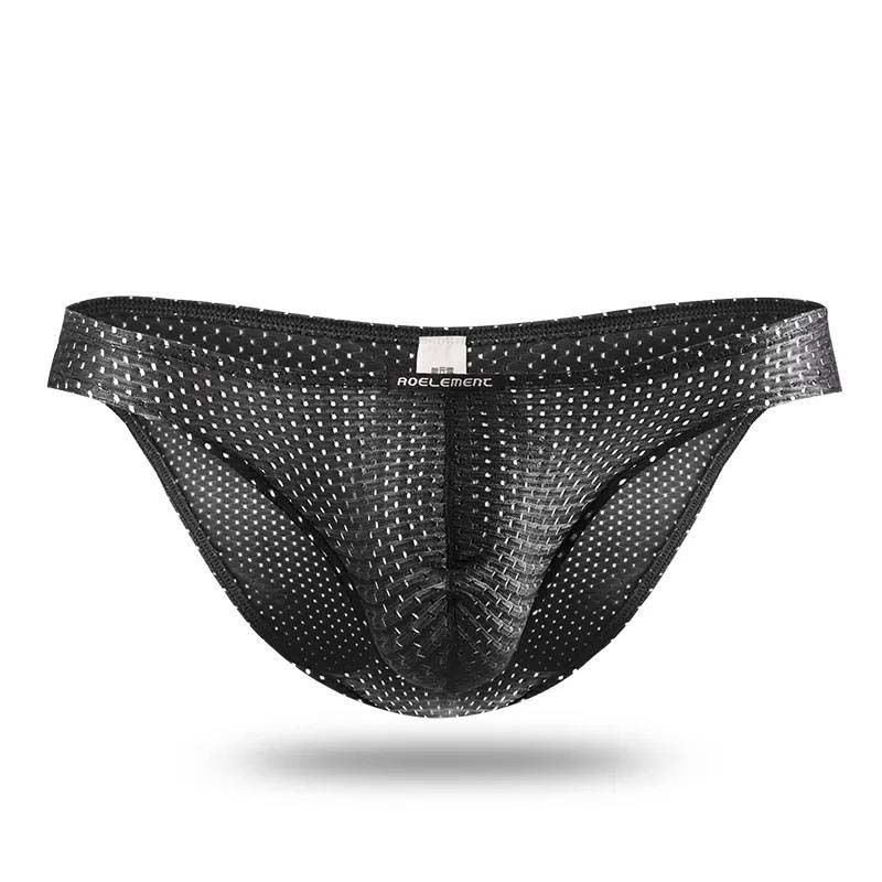 Men's Ice Silk Briefs Thin Section Mesh Eye Transparent Sexy Panties