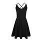 Fashion Backless Strap Dress Black Beach Vacation Short Dress Sexy Sleeveless Back Cross Dress