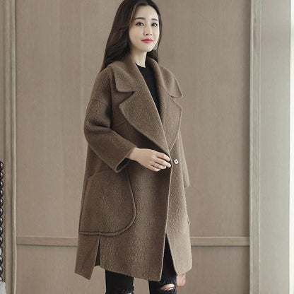 Autumn Winter Coat Women 2019 Casual Wool Solid Jackets Blazers Female Elegant Long Coat Ladies Coat