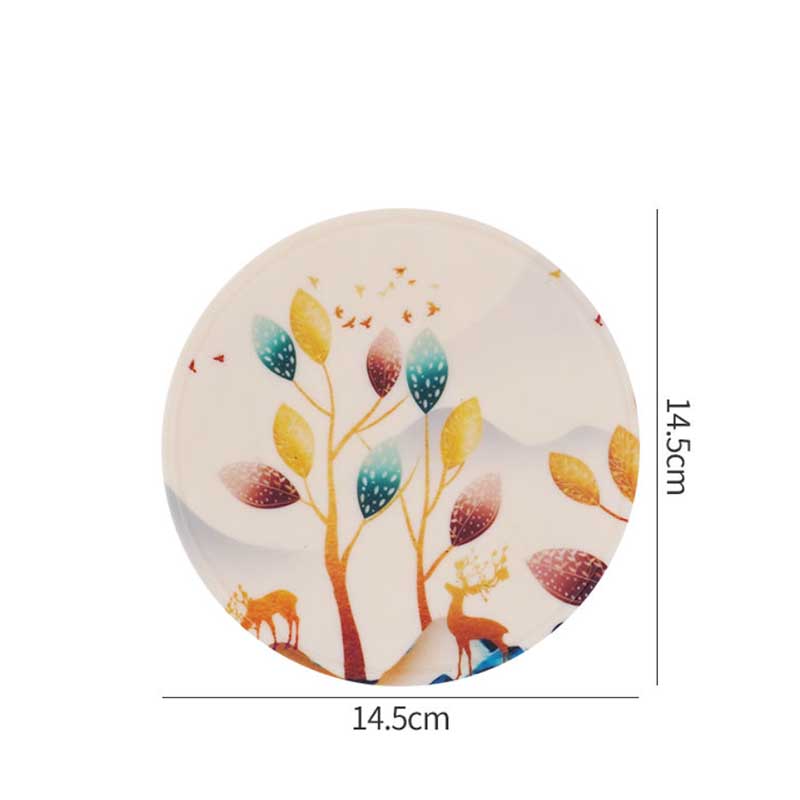 4pc PVC Rubber Coaster Anti-scalding Table Mat Kitchen Pot Mat Round Bowl Mat Dish Mat Non-slip