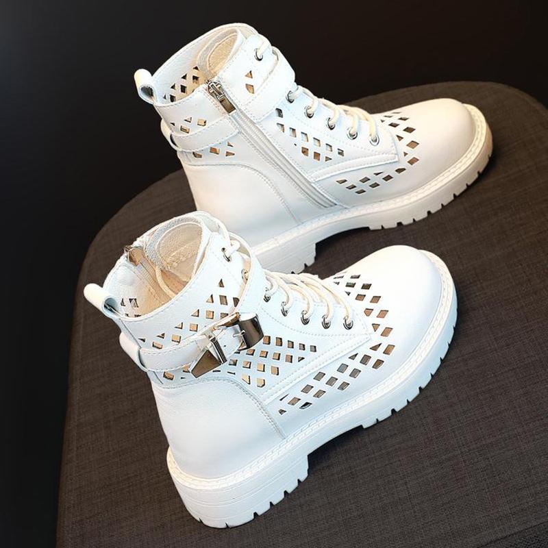 Women's Summer Thin Martin Boots All-match British Style Breathable Single Boots Mesh Cutout Boots