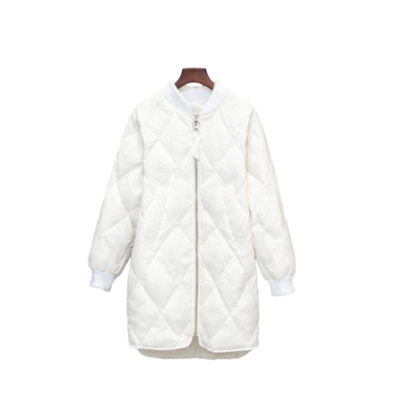 Women's Down Jacket Mid-length Lightweight Baseball Uniform Korean Loose White Duck Down Jacket