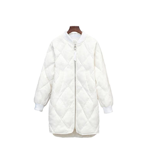 Women's Down Jacket Mid-length Lightweight Baseball Uniform Korean Loose White Duck Down Jacket