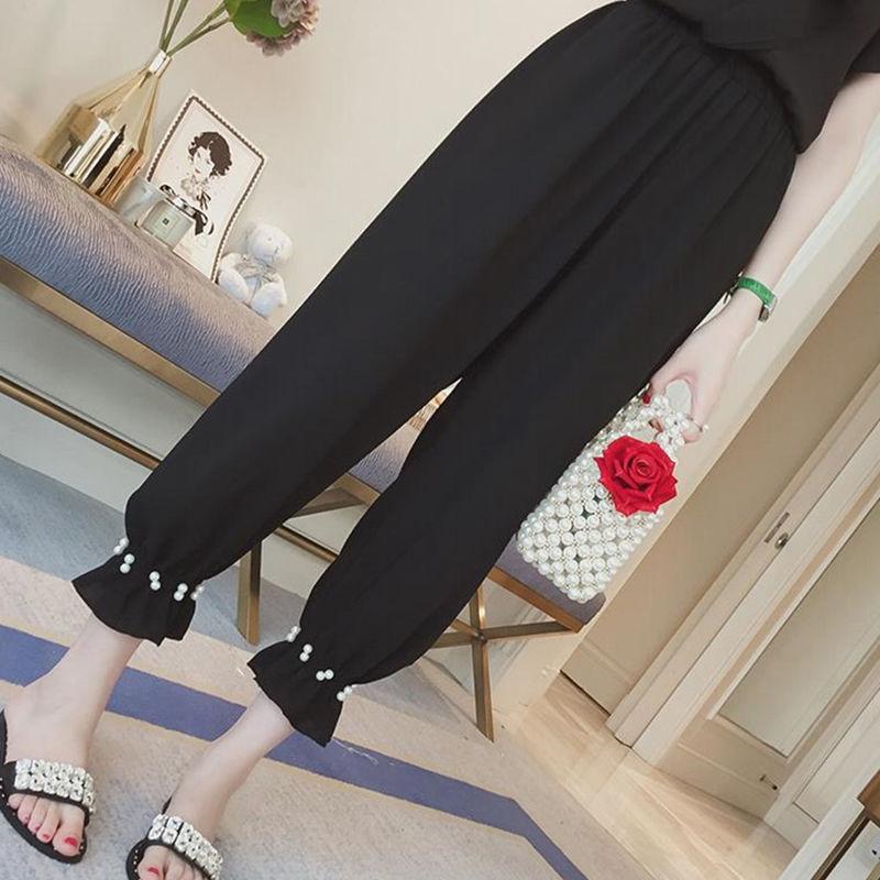 Maternity Pants Adjustable Belly Lift Pants Summer Chiffon Casual Pants Loose Fashion Pants for Pregnant Women