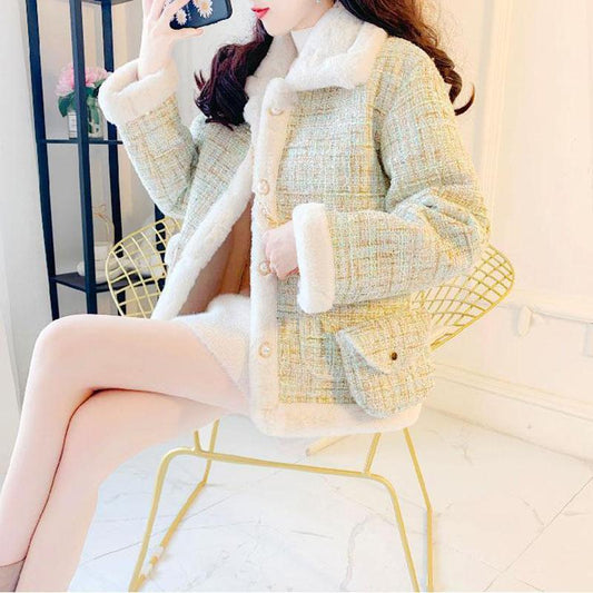 Autumn and Winter All-match Woolen Coat Women's Short Small Incense Wind Korean Thick Coat