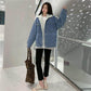 Women's Thick Denim Jacket Autumn and Winter Korean Style Wild Mid-length Lamb Hair Plus Velvet Cotton Clothes Women