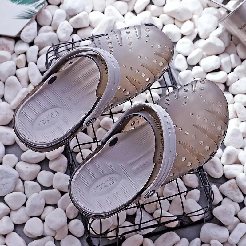 Unisex Summer Sandals Slippers Dual Use Couples Breathable Hole Shoes Men's Slippers Baotou Beach Shoes Women's Sandals Non-slip Flat Sandals