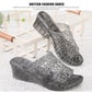 High-heeled Sandals and Slippers Plastic Non-slip Home Bathroom Thick-soled Slippers Ladies Beach Shoes Outer Wear Fish Mouth Sandals