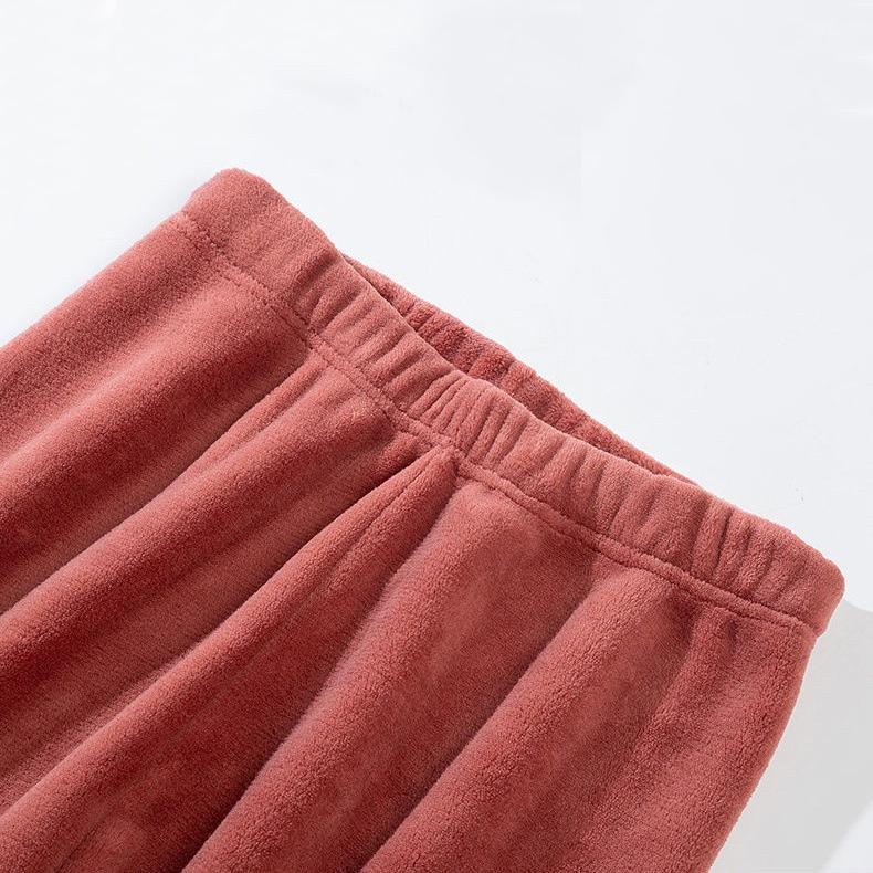 Women Warm Pajamas Suit Winter Home Wear Coral Fleece Thick Velvet Sleepwear Top and Pants Set Pullover O Neck Casual Loose Long Sleeve Flannel Pyjama