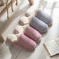 Autumn and Winter Pure Cotton Slippers Striped Design Indoor Non-slip Soft-soled Shoes Warm Simple Plush Cotton Shoes