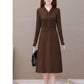 Thicken Warm Autumn and Winter Wool Waist Long-sleeved Bottoming Shirt Mid-length Knitted Dress Women