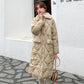 Lingge Lamb Fur Collar Cotton Jacket Women Winter Loose Mid-length Large Size Cotton Jacket Jacket Winter Thick Warmth Without Hood Cotton Jacket