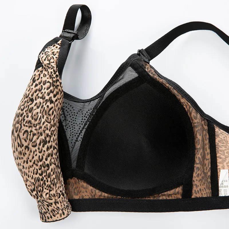 Ladies No Steel Ring Thin Bra Sexy Leopard Print Gathered Tube Top Anti-glare Anti-sagging Adjustable Breathable Bra